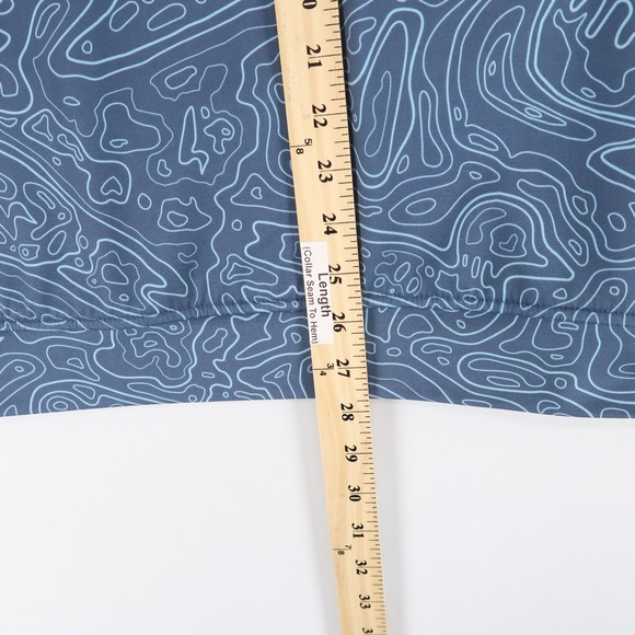 Waggle Loon Lake Hoodie Mens L Blue Topographic 1/4 Zip Golf Pullover - Picture 3 of 8